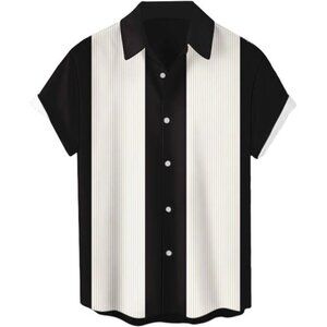 Men's Short Sleeve Button Up Hawaiian Shirt 1950s Vintage Bowling Shirts